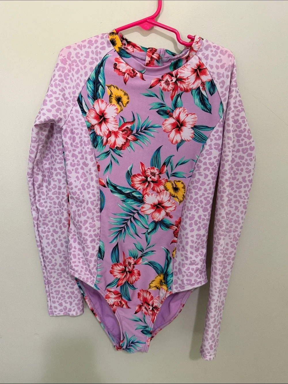Cat & Jack Long-Sleeve Floral Rashguard Swimsuit - Lavender, Pink, Yellow